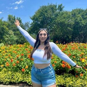 Garage White Long Sleeve Crop Top
